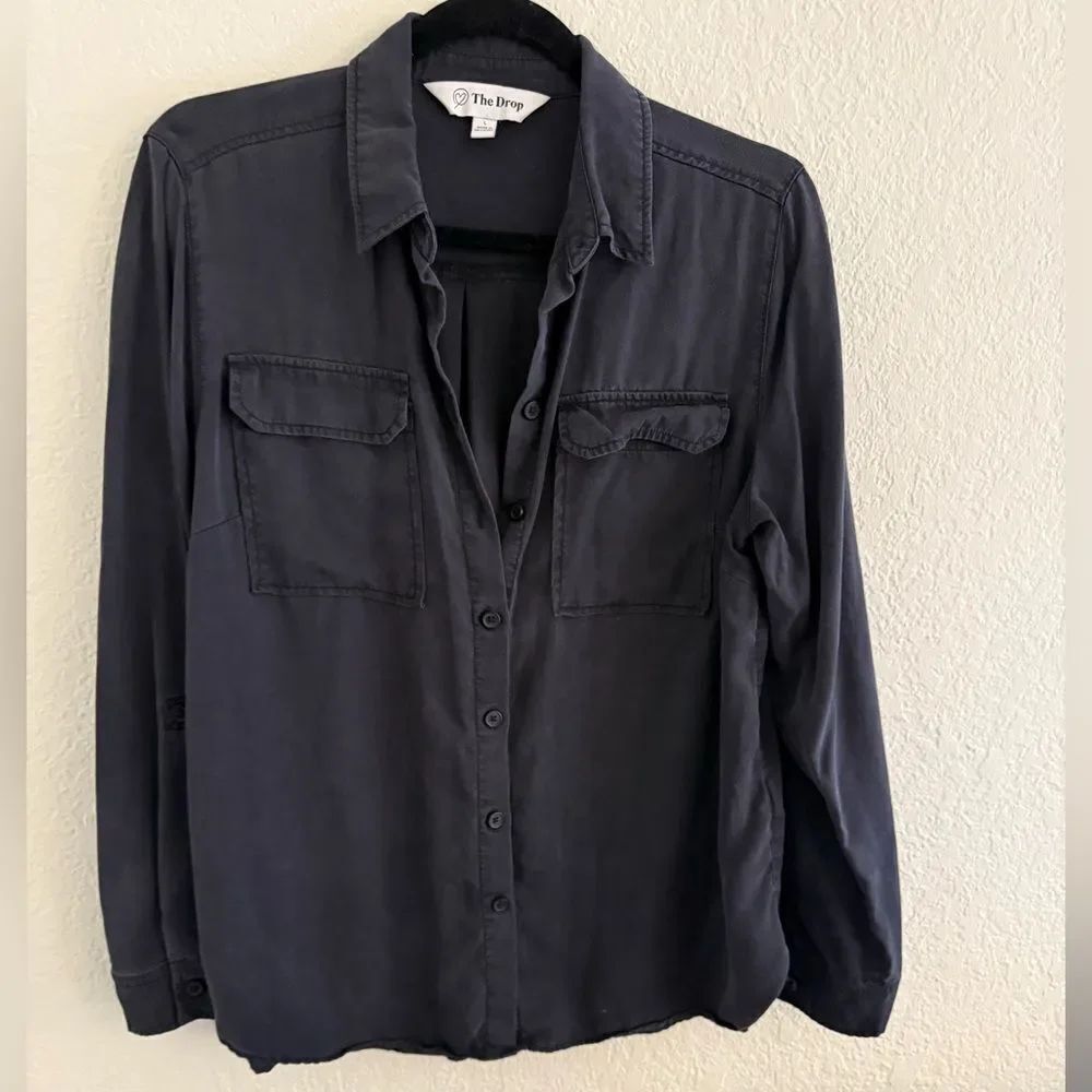 The Drop Women's Black Button-Up Blouse
